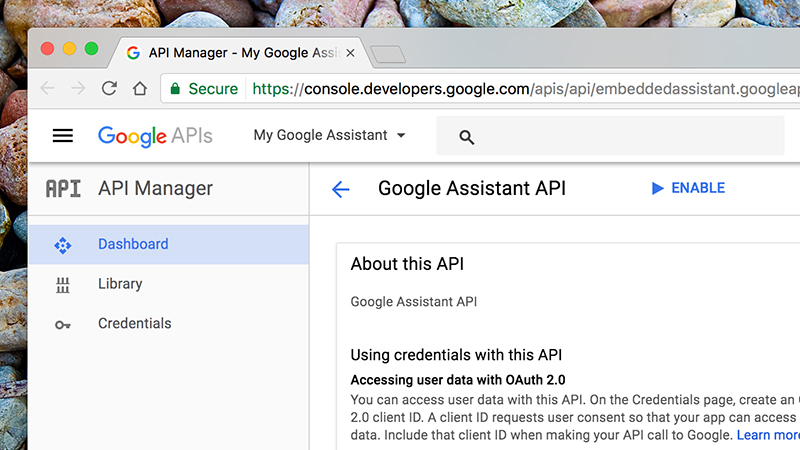 You need to get familiar with Google APIs to get Assistant working. Image: Screenshot